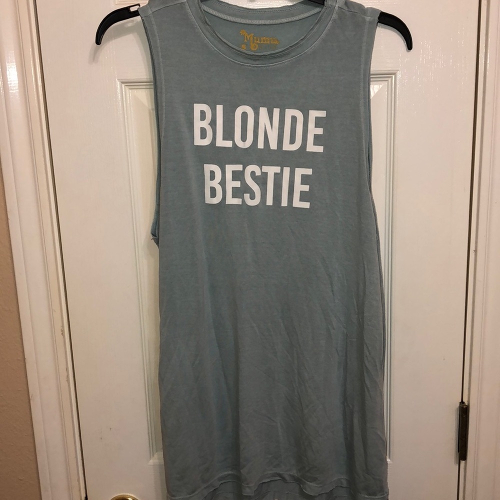 blonde bestie blue mumu mellon tank